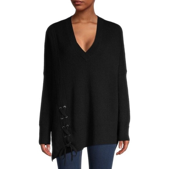 Womens Size XS/S All saints Able Lace Up Wool Blend Sweater Black EUC - Picture 1 of 9